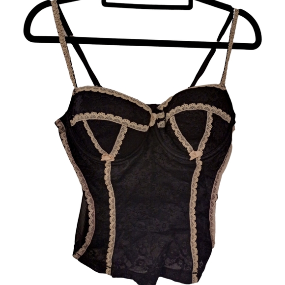 unknown Intimates & Sleepwear Vintage Black Cream Lace Corset
